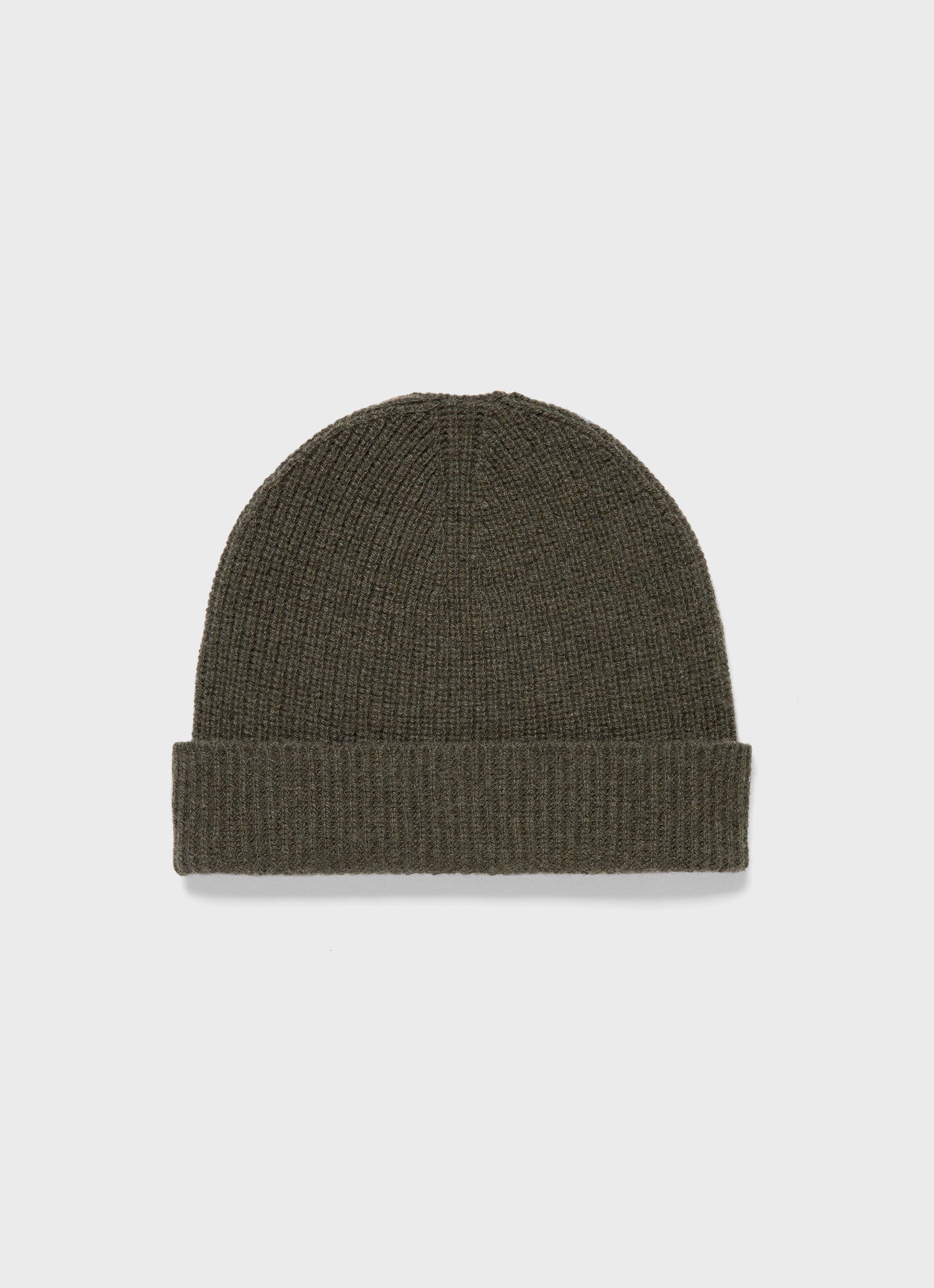Cashmere Ribbed Hat in Dark Moss