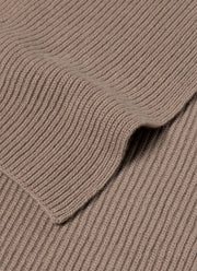 Cashmere Ribbed Scarf in Mink