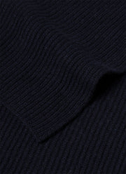 Cashmere Ribbed Scarf in Navy