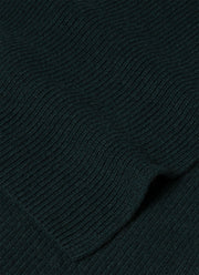 Cashmere Ribbed Scarf in Dark Green