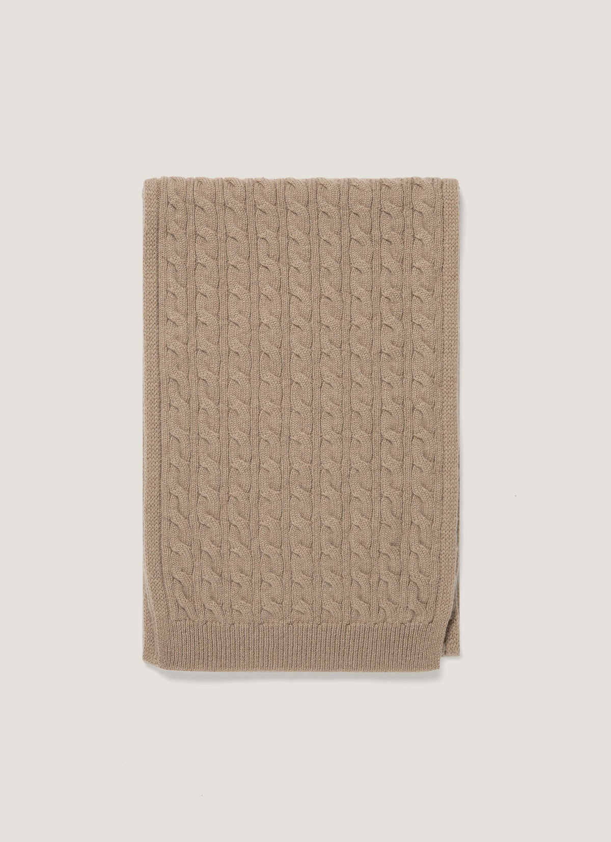 Men's Cashmere Cable Scarf in Mink