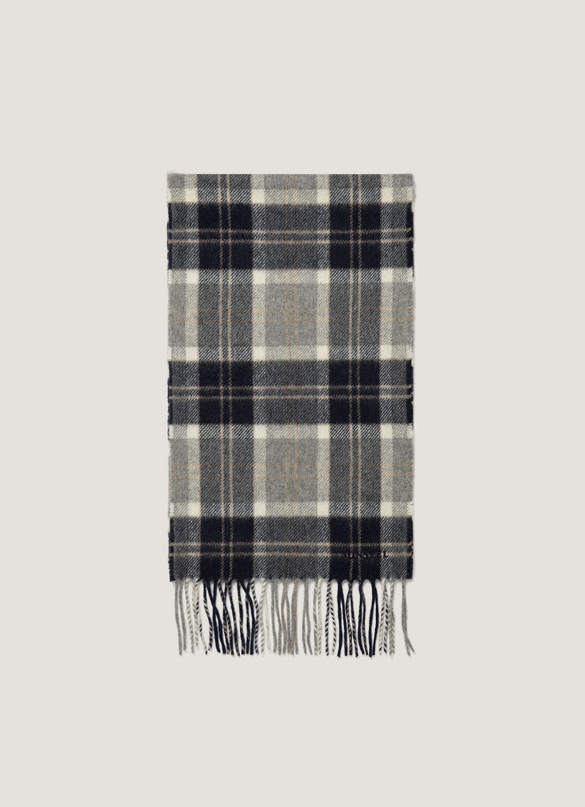 Men's Cashmere Scarf in Navy Check