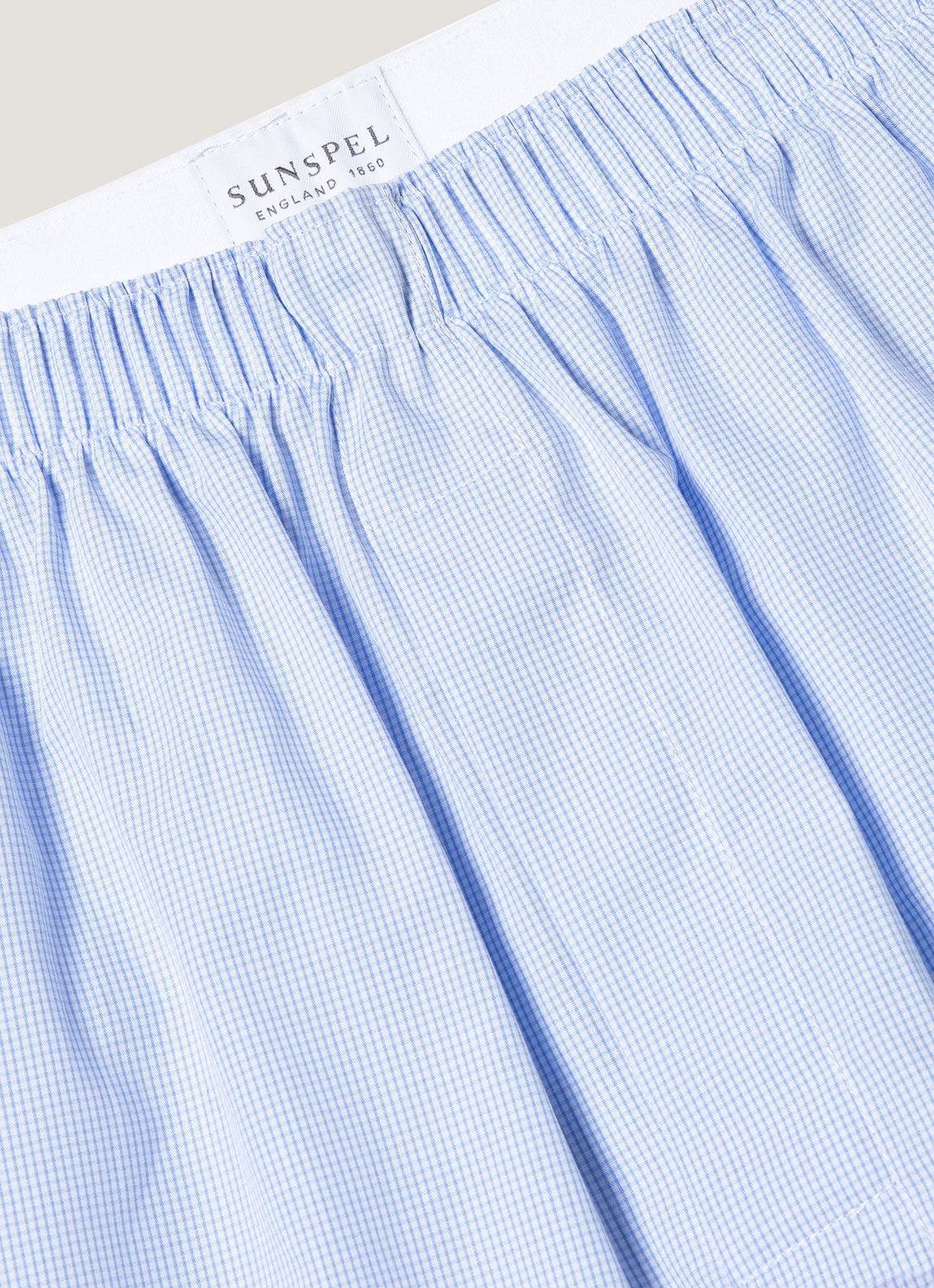 Men's Classic Boxer Shorts in Light Blue Micro Gingham