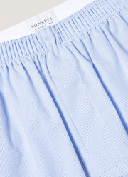 Men's Classic Boxer Shorts in Light Blue Micro Gingham