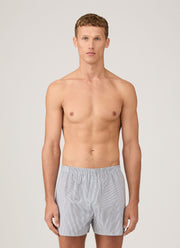 Men's Classic Boxer Short in White/Navy Pinstripe