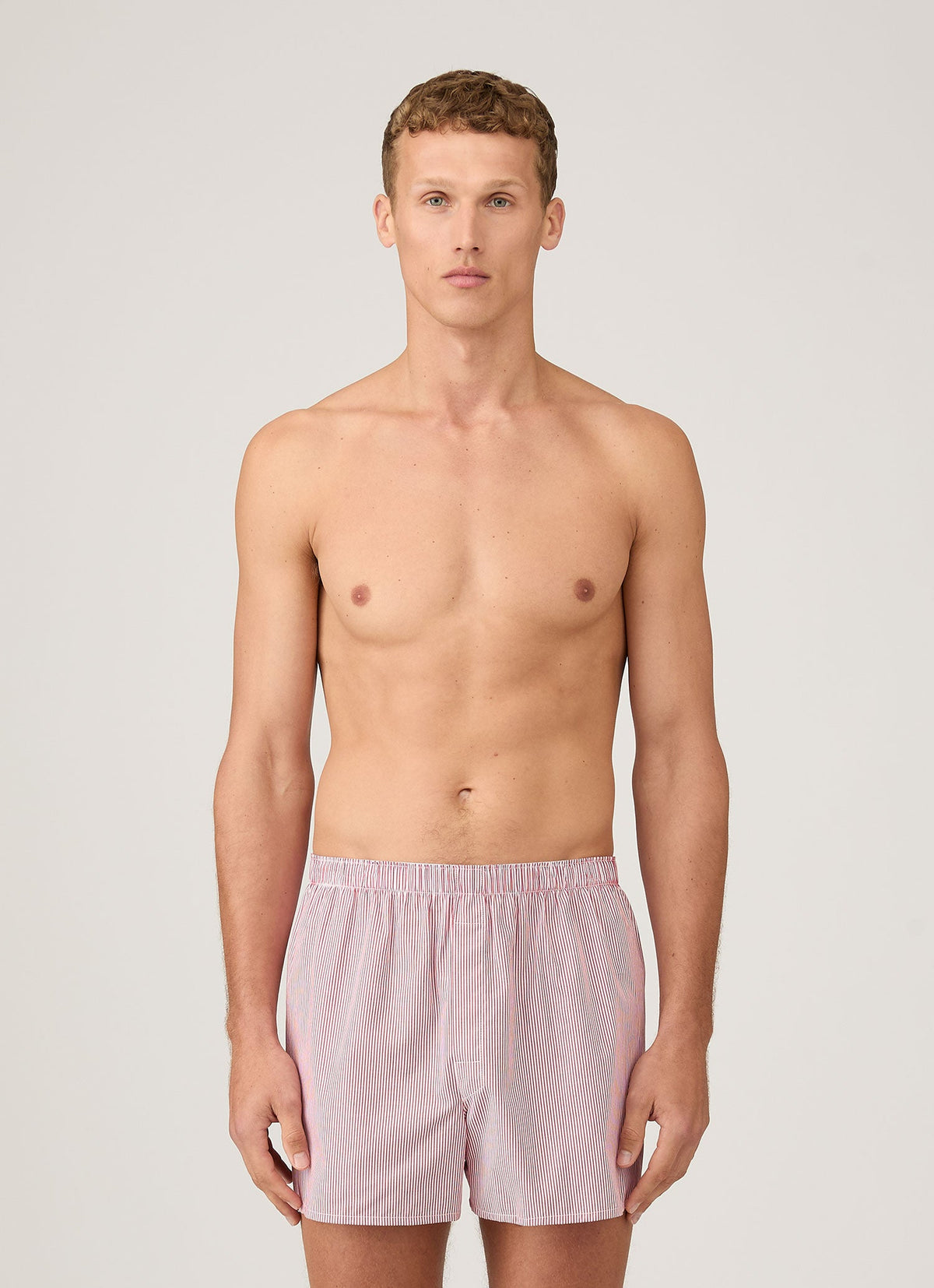Men's Classic Boxer Short in White/Red Pinstripe