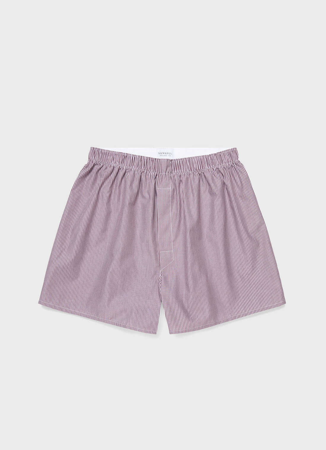 Men's Classic Boxer Shorts in Port/White Stripe