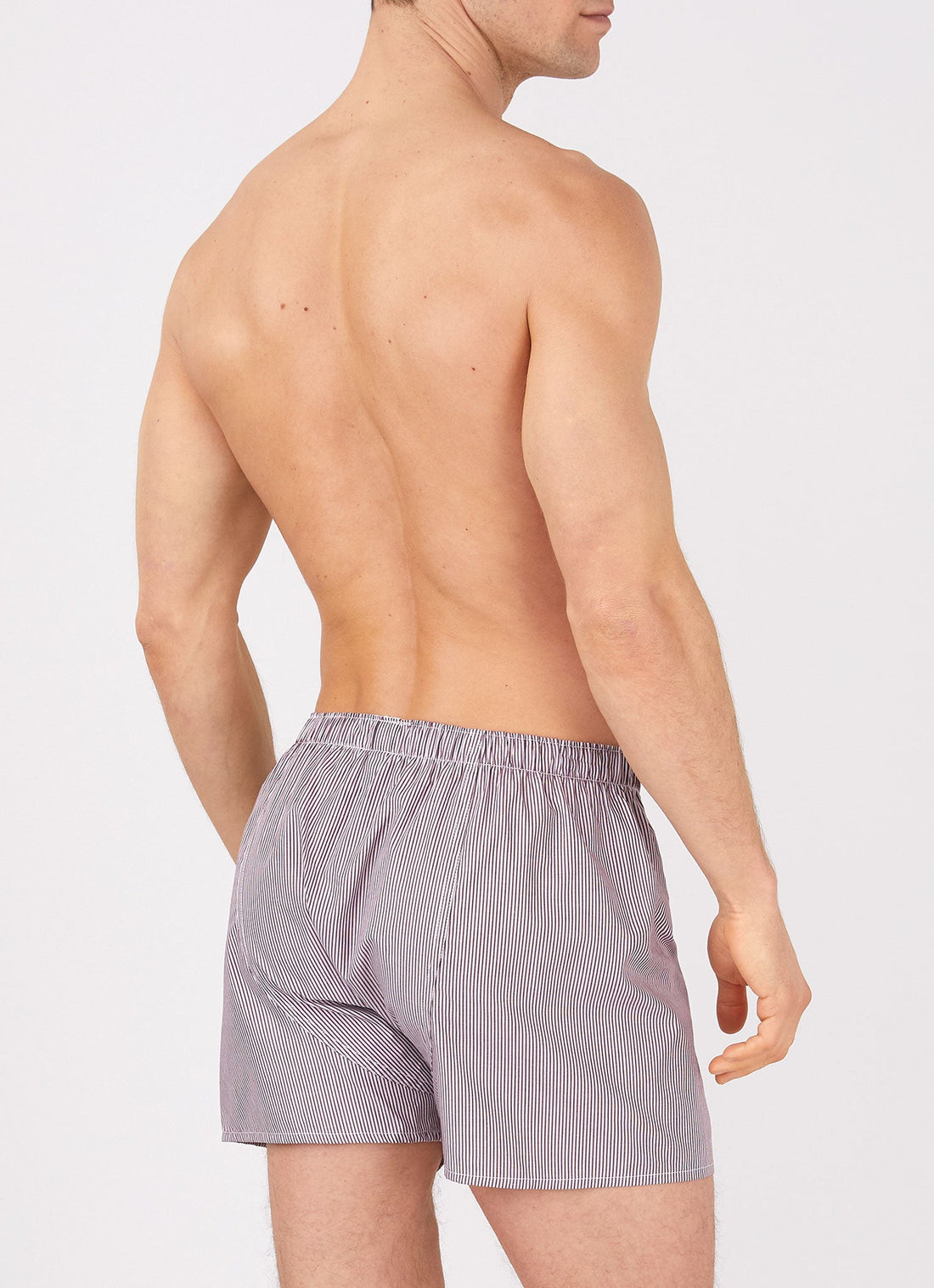 Men's Classic Boxer Shorts in Port/White Stripe