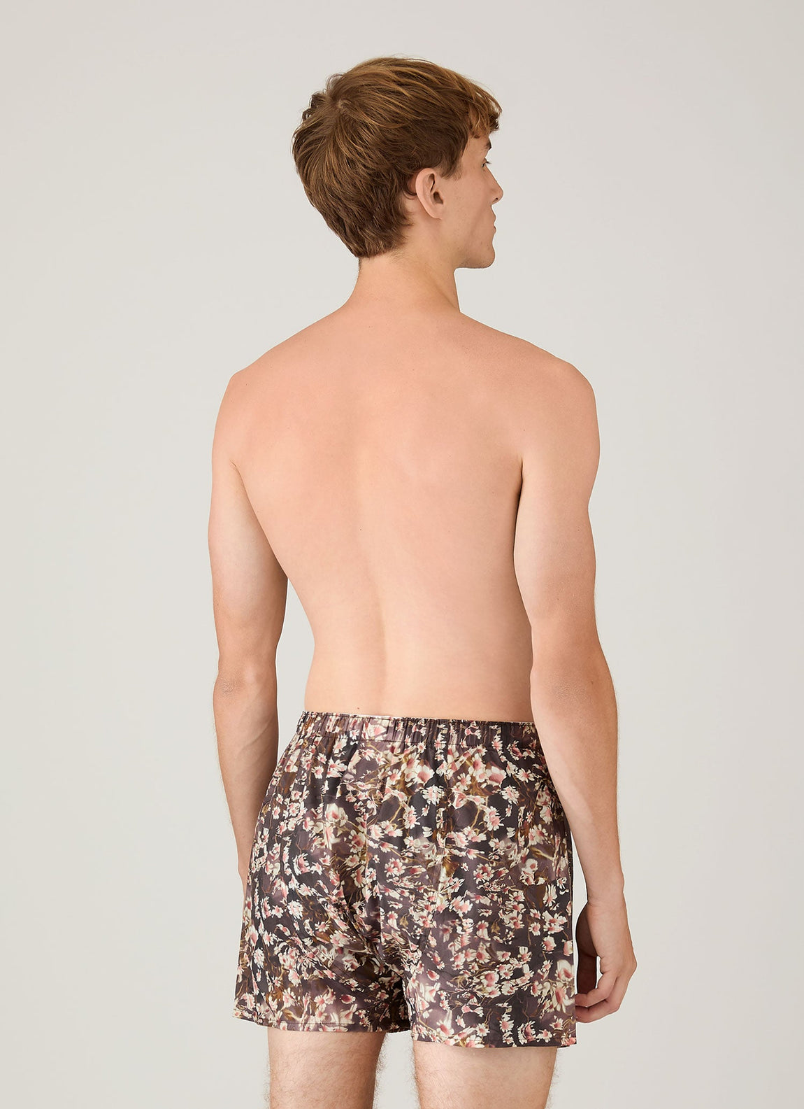Men's Classic Boxer Short in Liberty Fabric in Dark Brown Floral