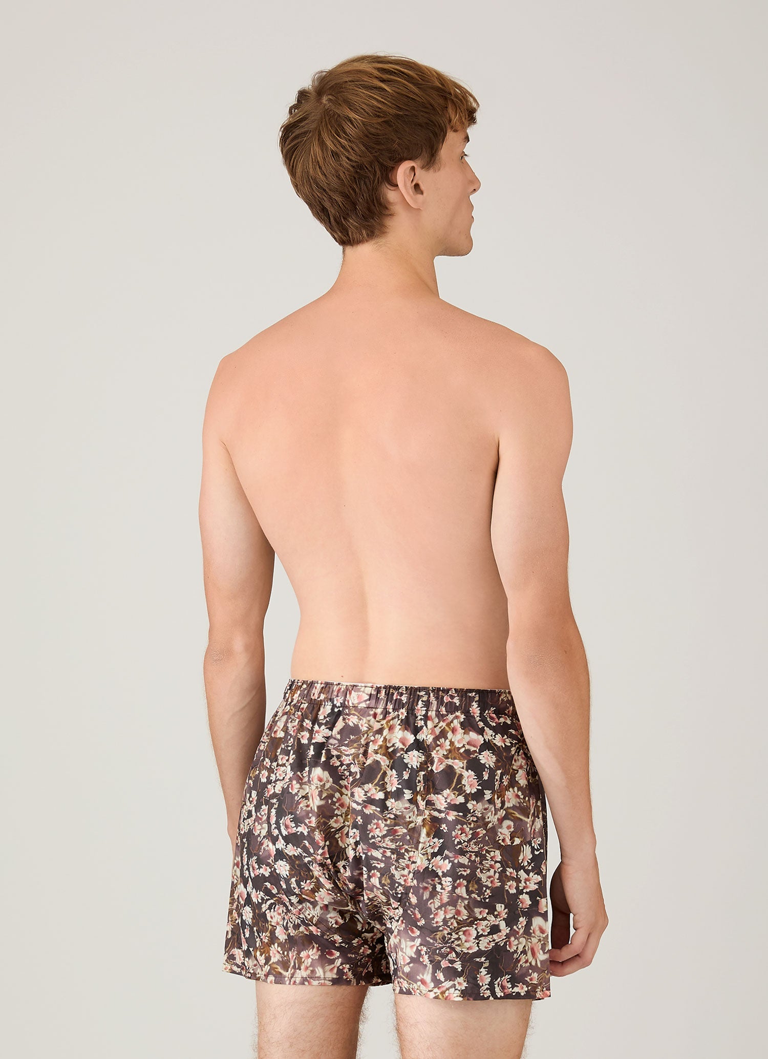 Men's Classic Boxer Short in Liberty Fabric in Dark Brown Floral