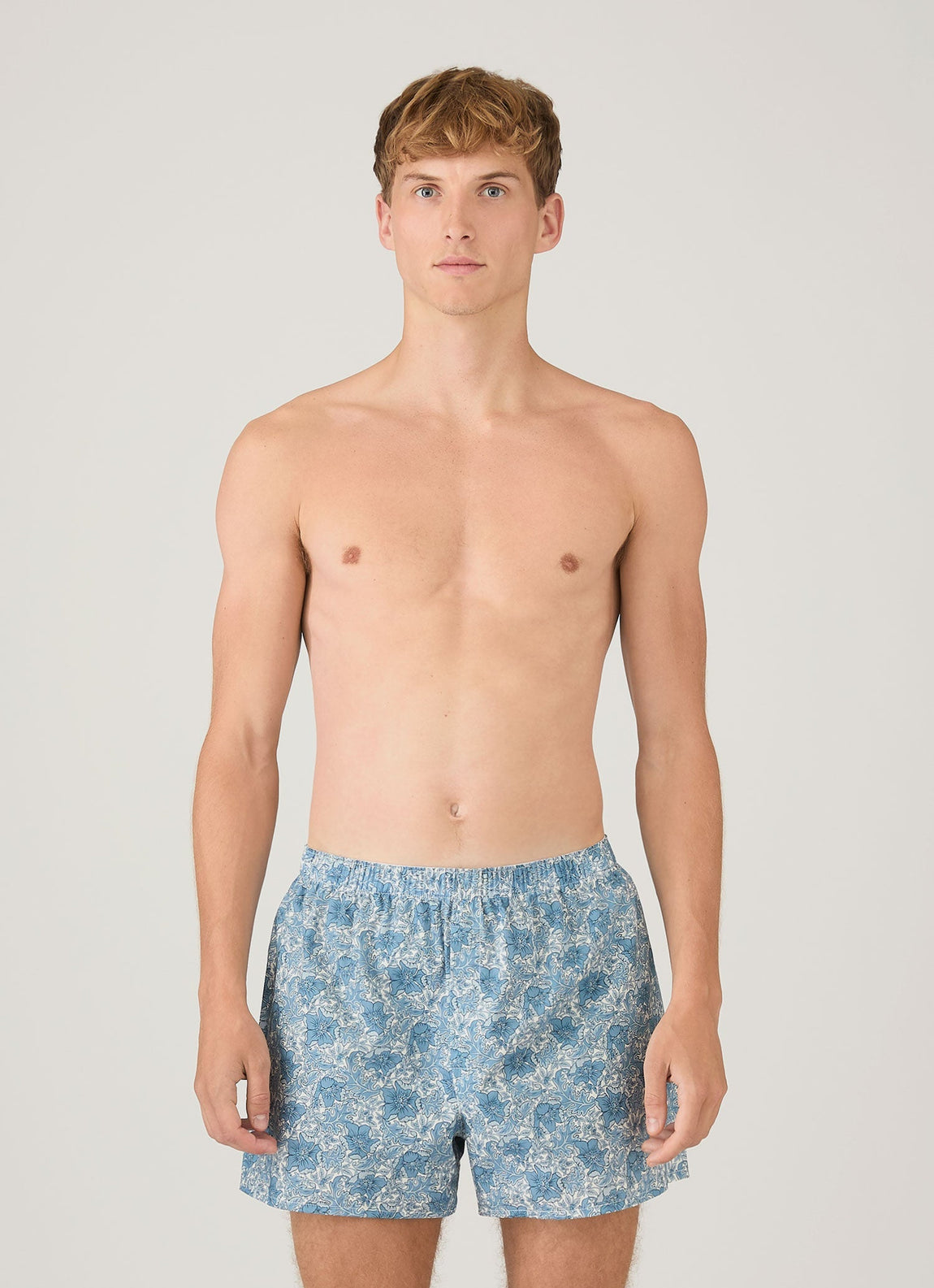 Men's Classic Boxer Short in Liberty Fabric in Stone Blue Floral
