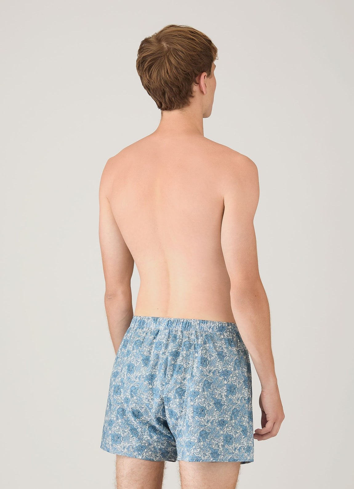 Men's Classic Boxer Short in Liberty Fabric in Stone Blue Floral