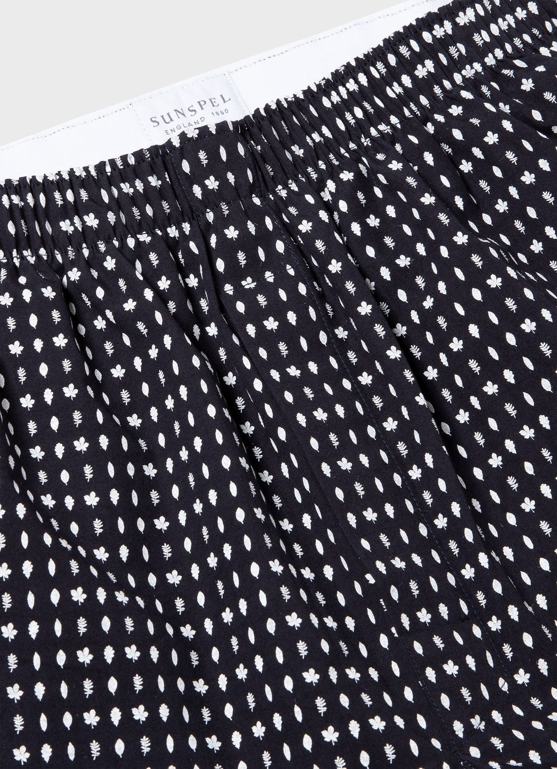 Men's Classic Print Boxer Shorts in Navy/White Leaf Print