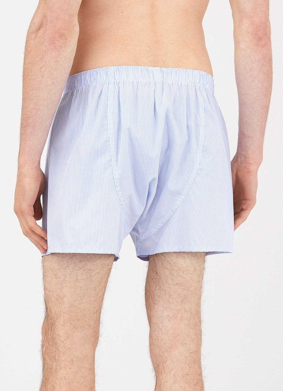 Men's Classic Boxer Shorts in White/Light Blue Pinstripe