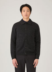 Men's Lambswool Cardigan in Charcoal Melange