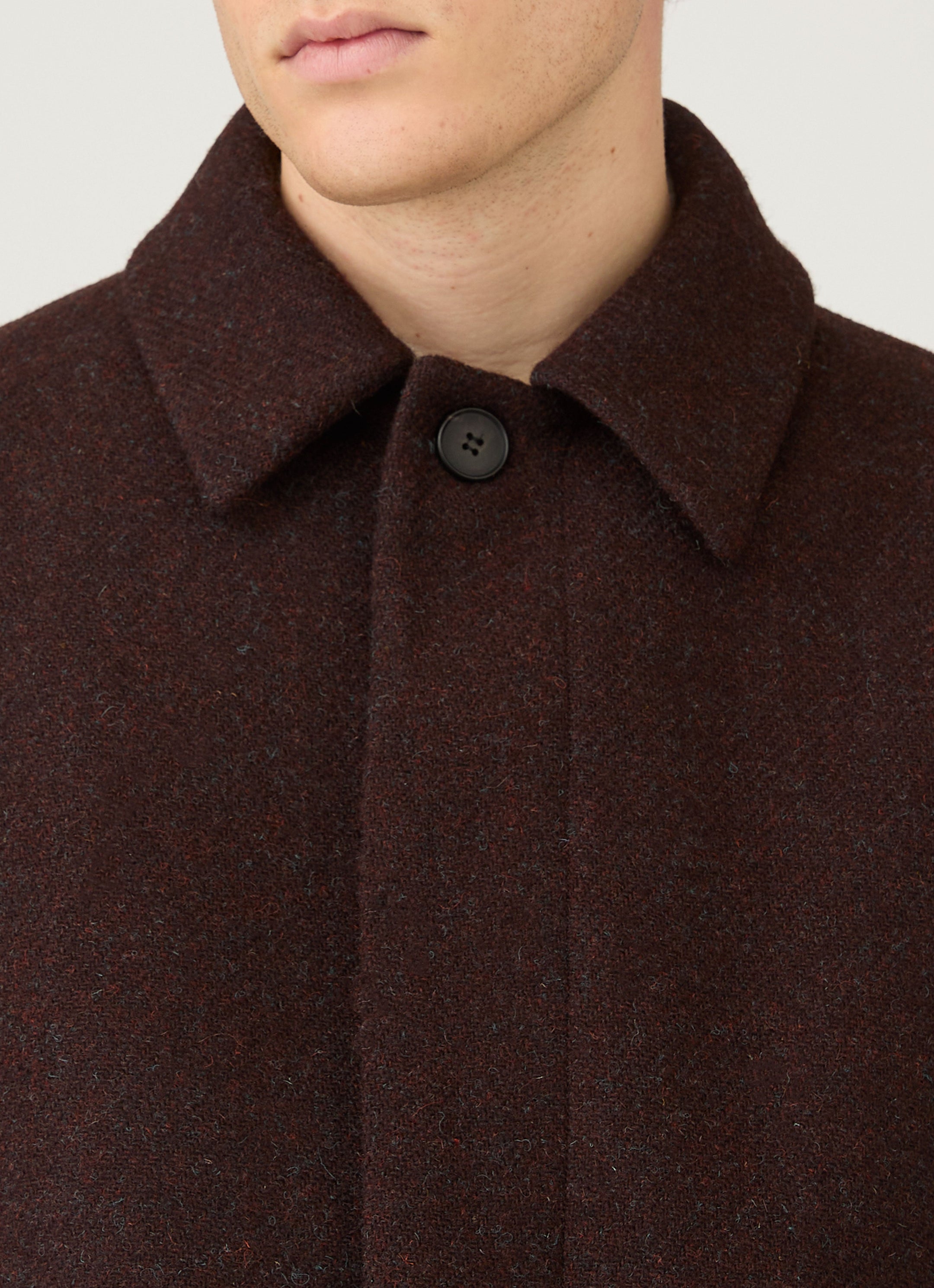 Men's Harris Tweed Car Coat in Truffle