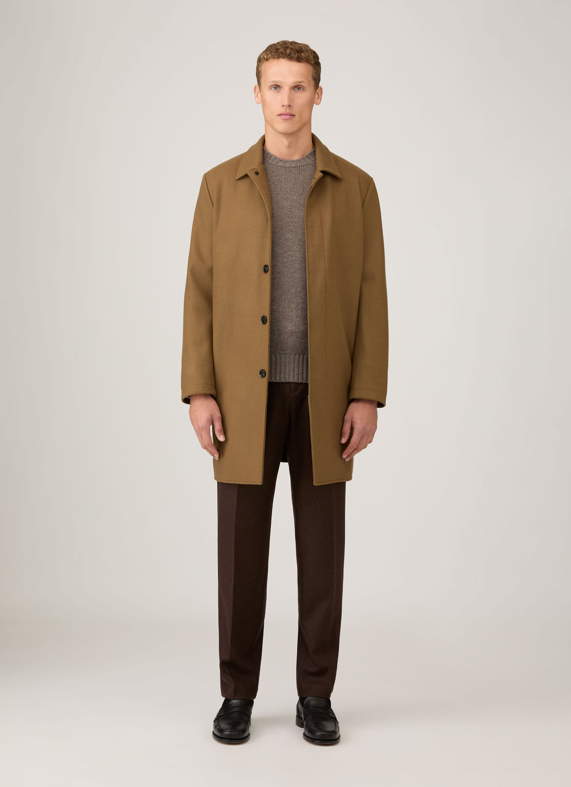 Men's Boiled Wool Coat in Mole