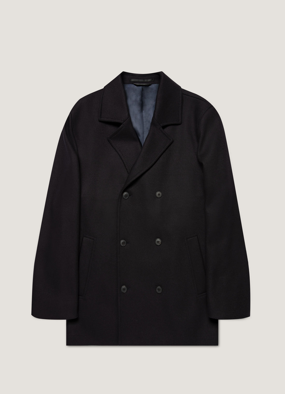 Men's Boiled Wool Pea Coat in Navy
