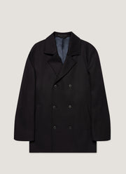 Men's Boiled Wool Pea Coat in Navy