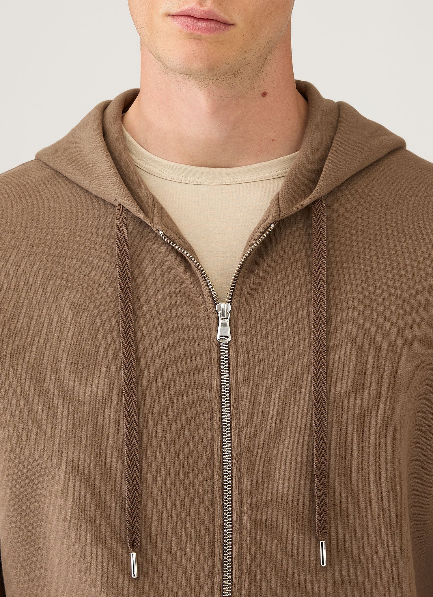 Men's Loopback Zip Hoodie in Dark Cedar