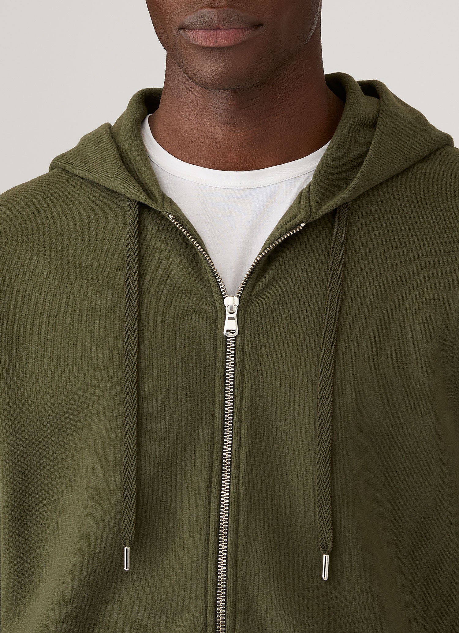 Men's Loopback Zip Hoodie in Deep Olive