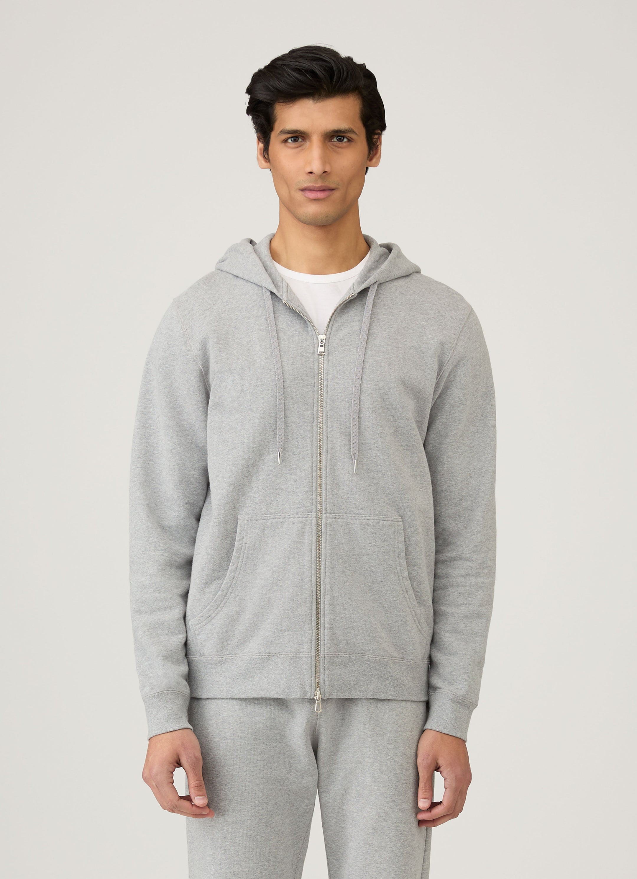 Men's Loopback Zip Hoodie in Grey Melange