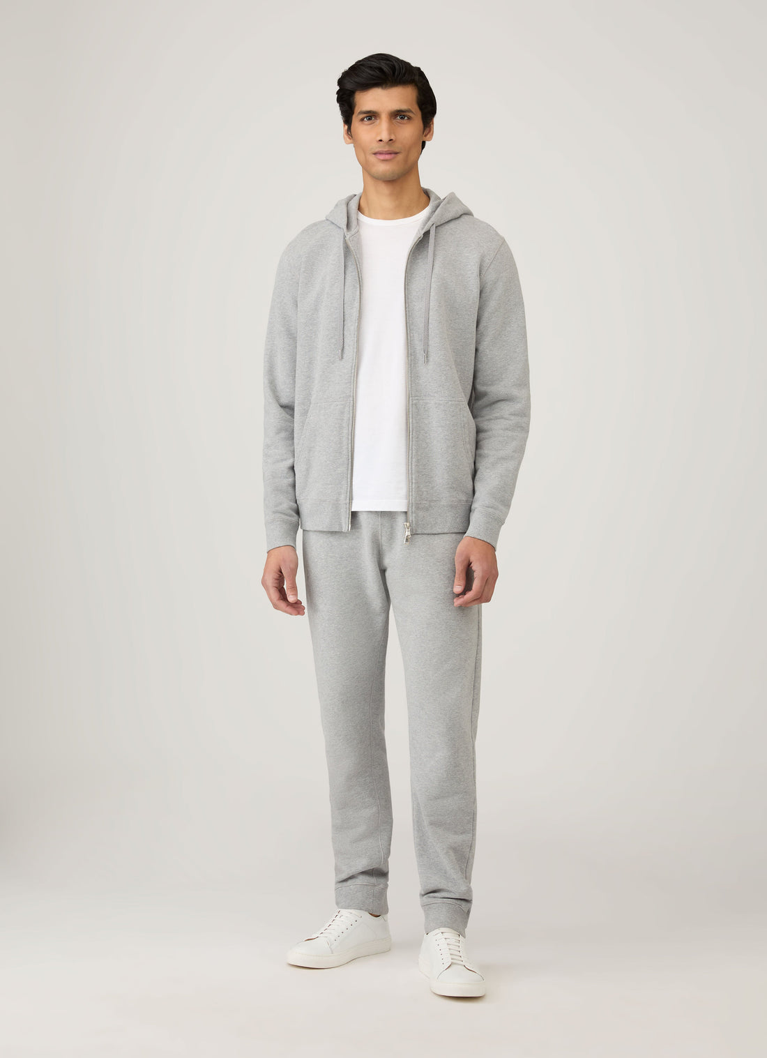 Men's Loopback Zip Hoodie in Grey Melange
