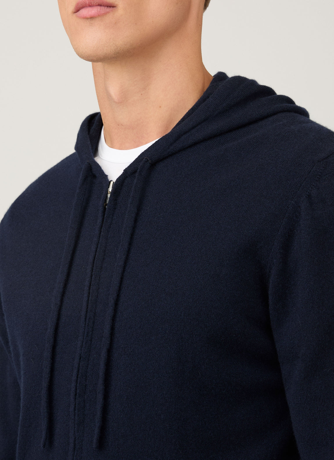 Men's Cashmere Zip Hoody in Navy