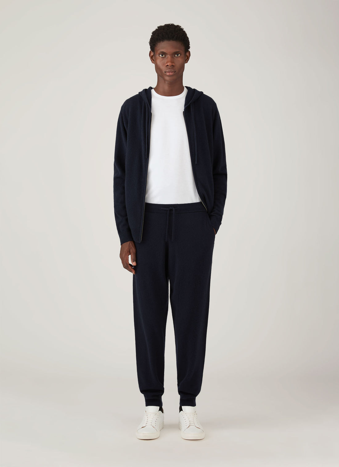 Men's Cashmere Hoodie in Navy