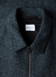 Men's Harris Tweed Harrington Jacket in Blue Herringbone