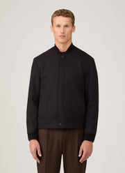 Men's Wool Bomber Jacket in Navy