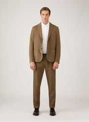 Men's Cotton Linen Two-Piece Suit in Dark Cedar
