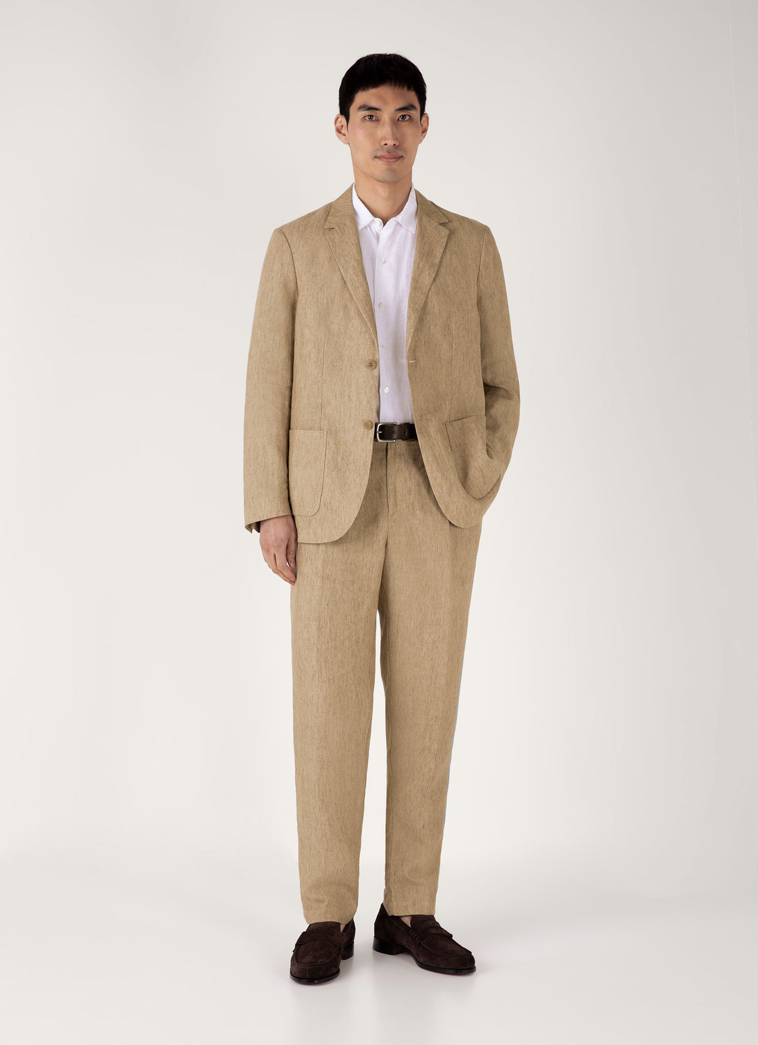 Men's Linen Blazer in Dune Melange