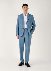 Men's Linen Blazer in Soft Denim Melange