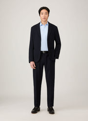 Men's Textured Wool Two-Piece Suit in Navy
