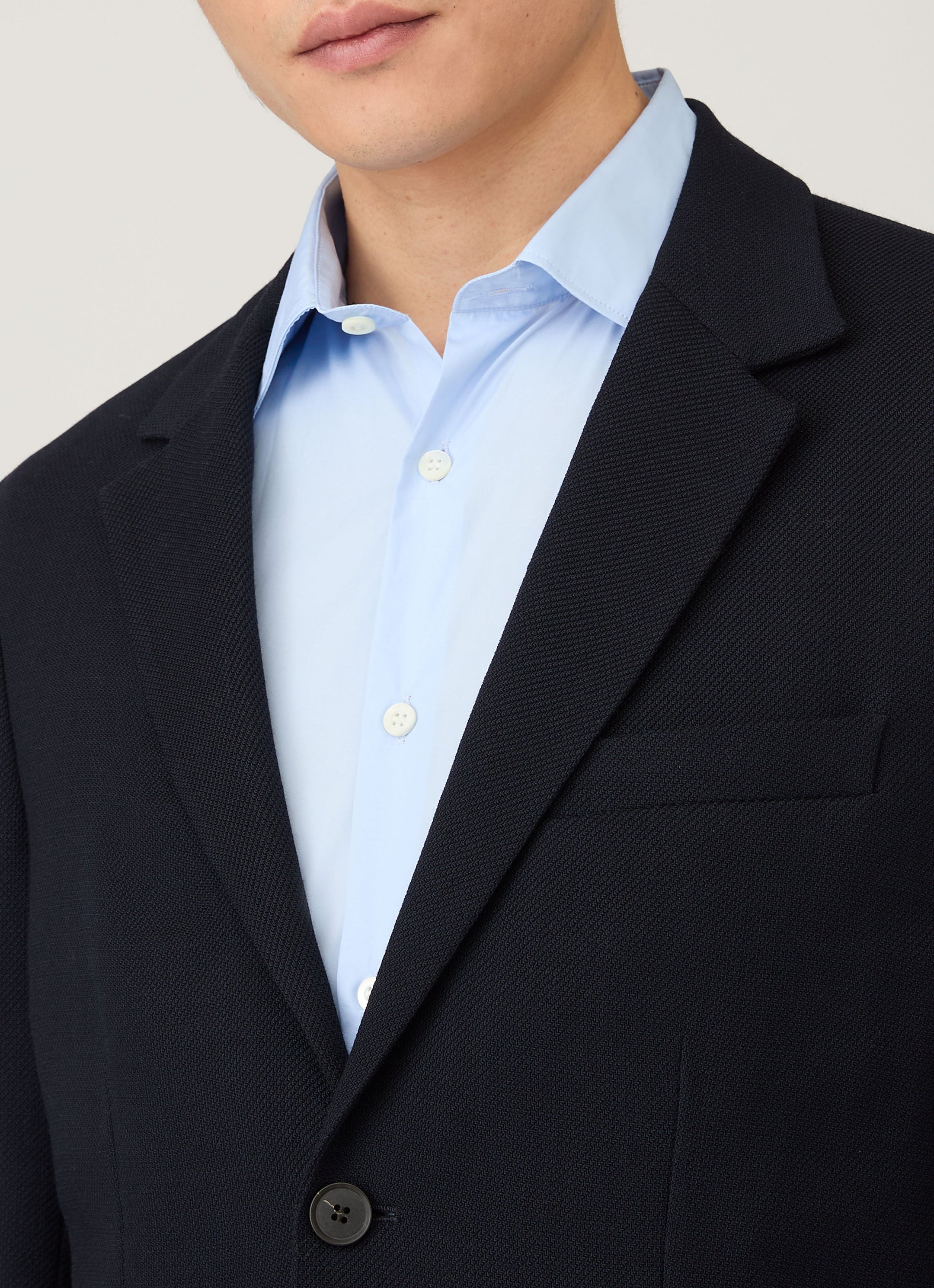 Men's Textured Wool Blazer in Navy