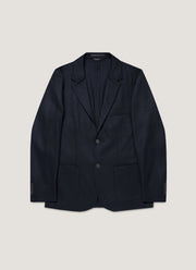 Men's Boiled Wool Blazer in Navy