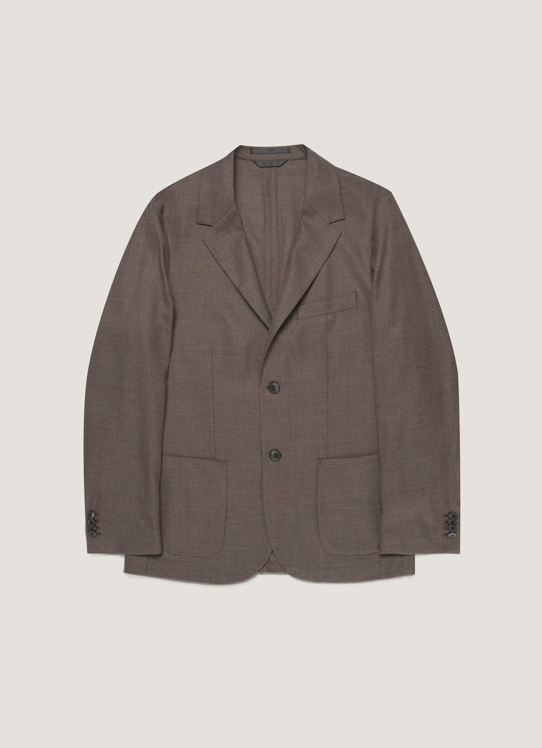 Men's Lightweight Travel Wool Two-Piece Suit in Light Coffee Melange