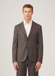 Men's Lightweight Travel Wool Blazer in Light Coffee Melange