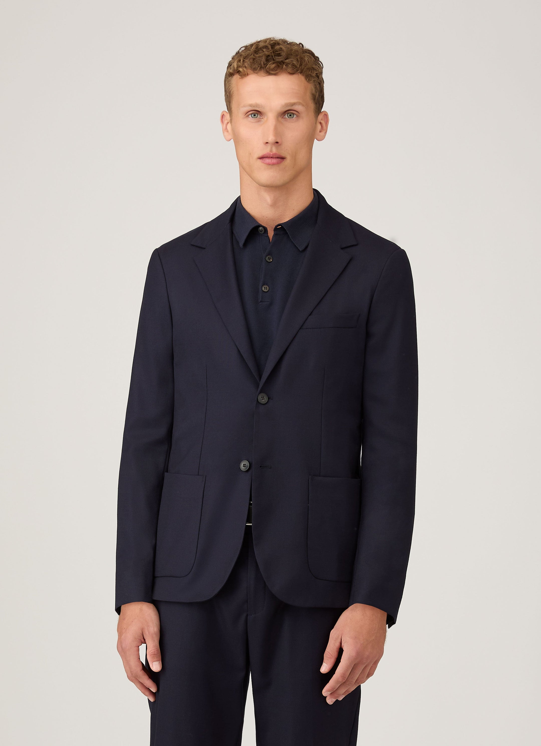 Men's Lightweight Travel Wool Blazer in Navy