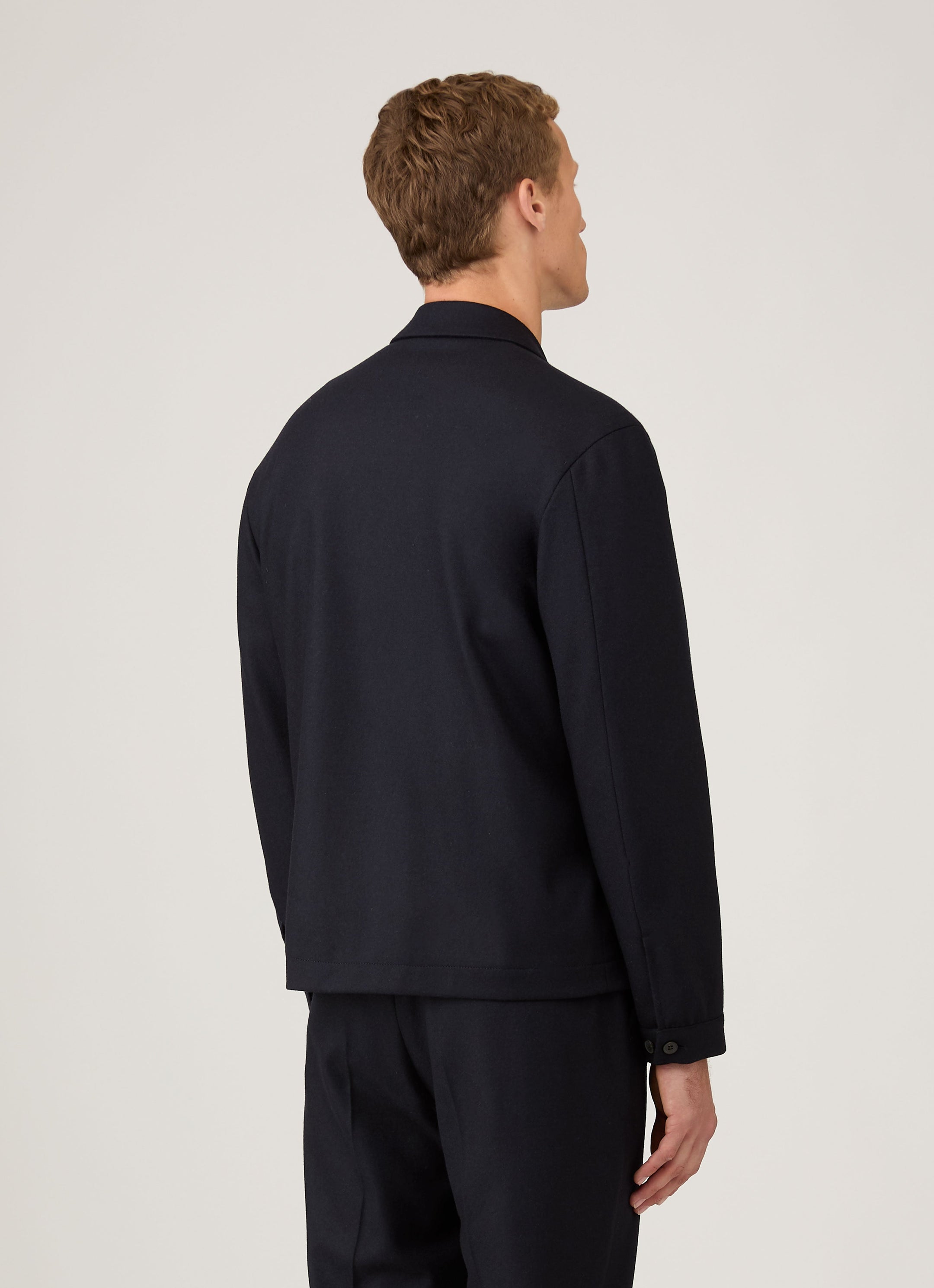 Men's Boiled Wool Harrington Jacket in Navy