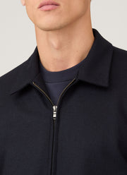 Men's Boiled Wool Harrington Jacket in Navy