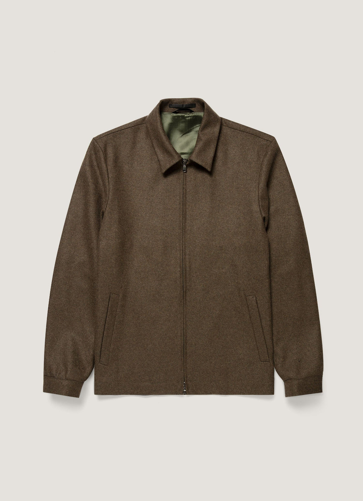 Men's Boiled Wool Harrington Jacket in Loden Green