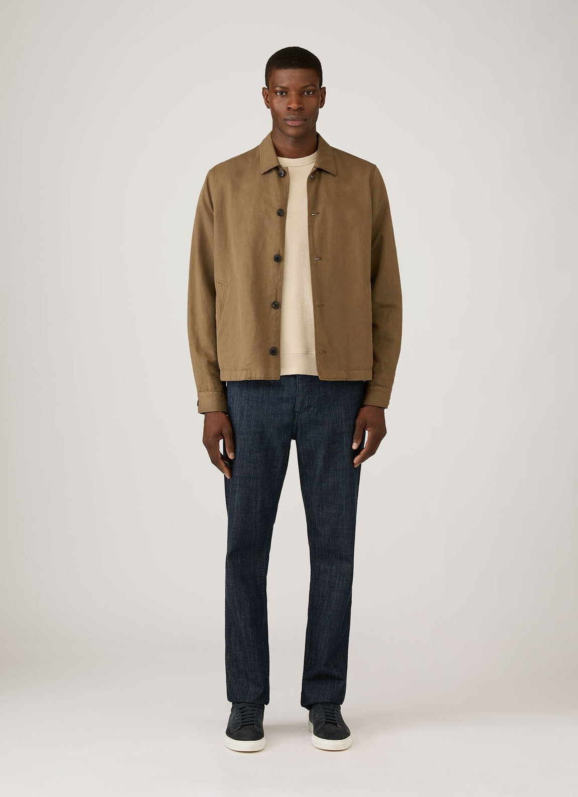 Men's Cotton Linen Jacket in Dark Cedar