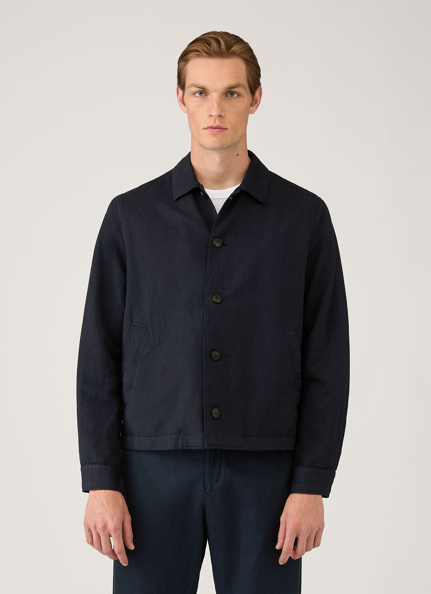 Men's Cotton Linen Jacket in Navy