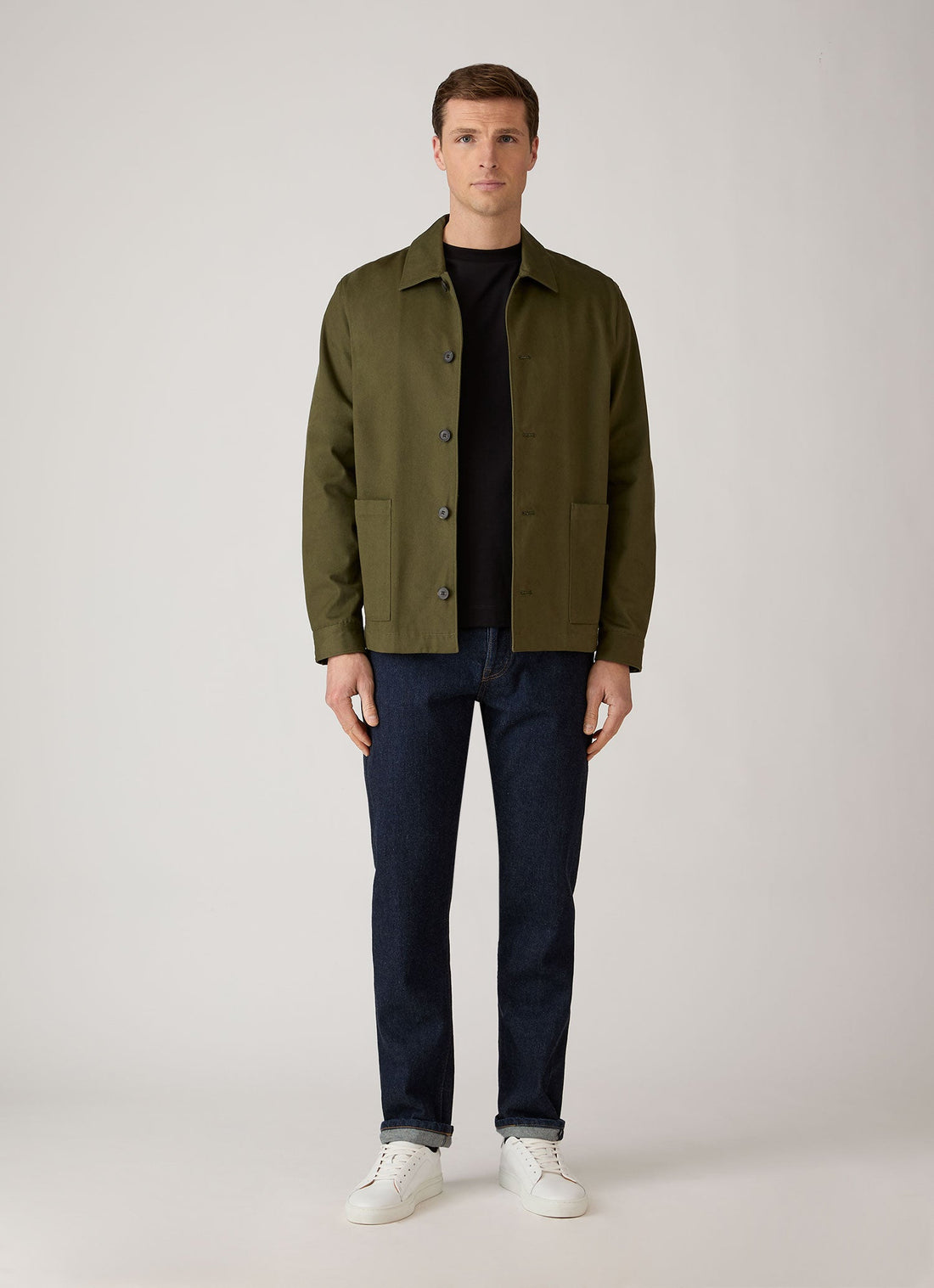 Men's Cotton Drill Chore Jacket in Loden Green