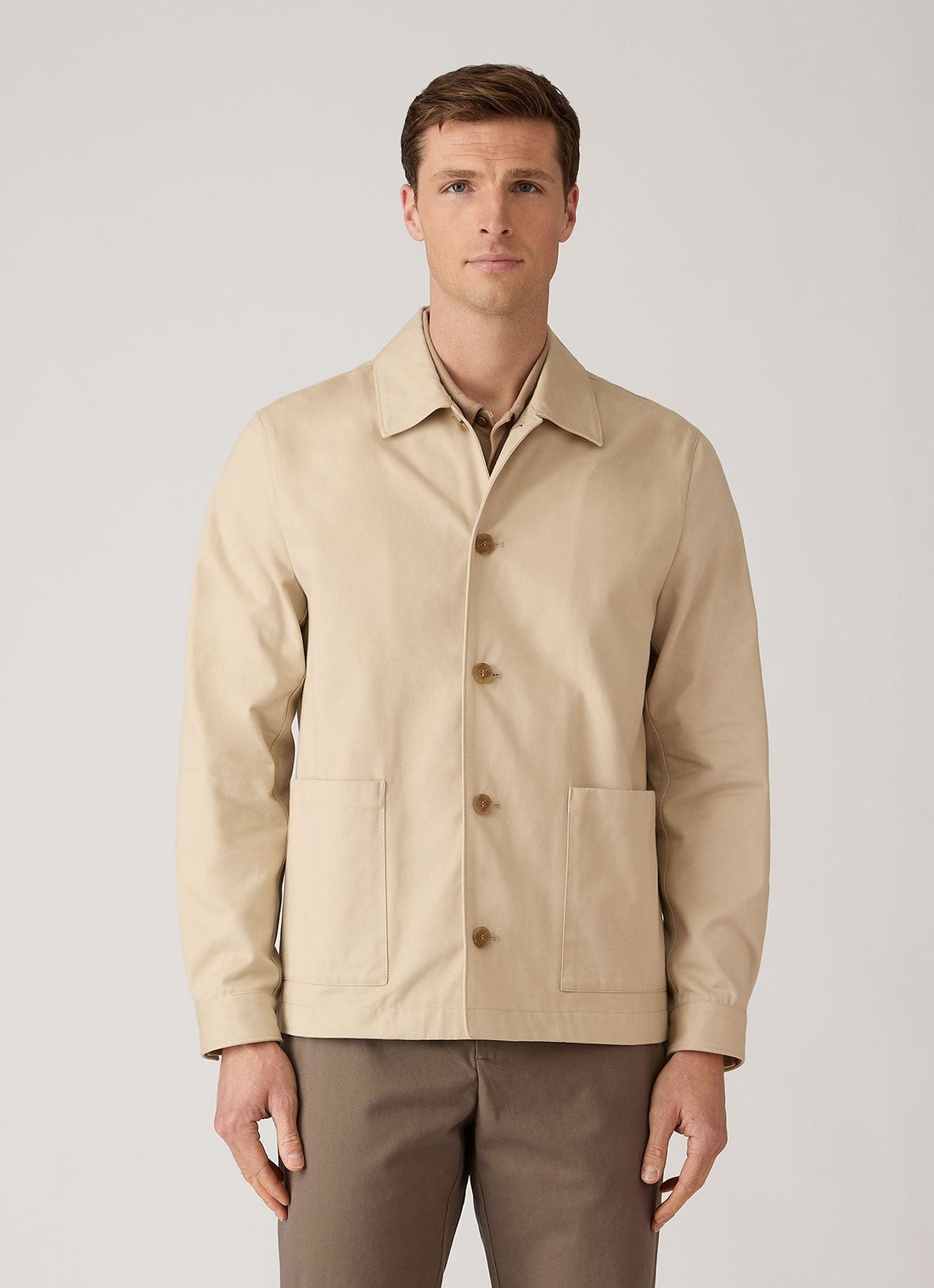 Men's Cotton Drill Chore Jacket in Light Stone