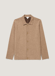 Men's Merino Cotton Double Faced Jacket in Dark Beige