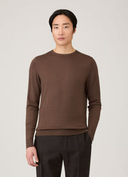 Men's Extra-Fine Merino Crew Neck in Bark