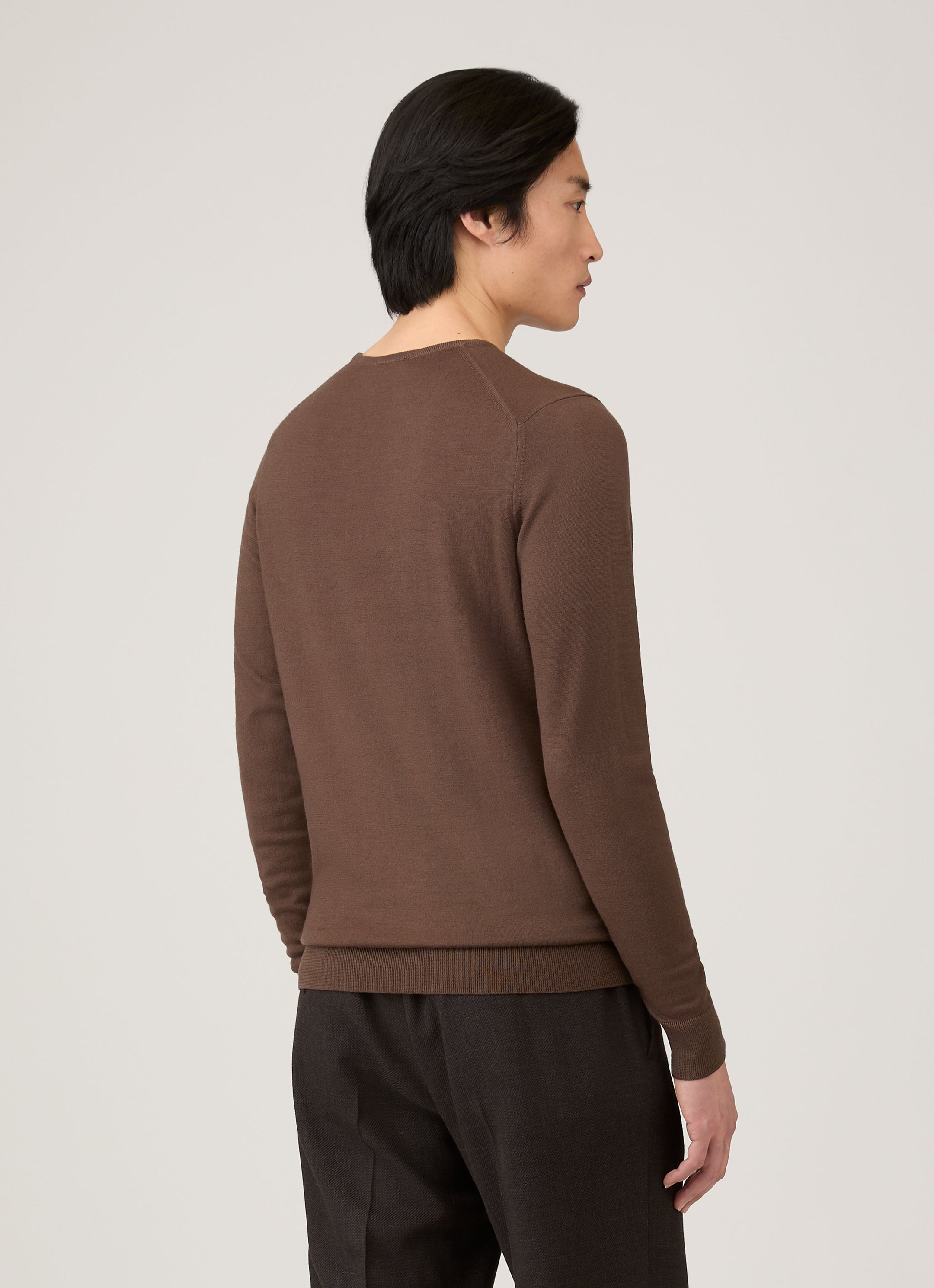 Men's Extra-Fine Merino Crew Neck in Bark
